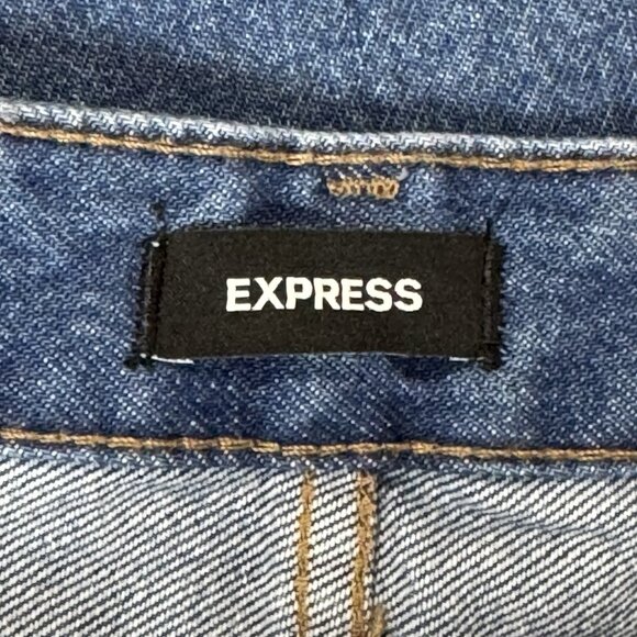 Express Jeans Womens 10L Blue 90s Ankle Boot Mid Rise Raw Hem Distressed Denim - Picture 3 of 10